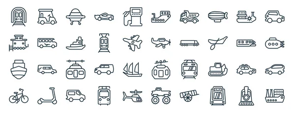 Set Von Flachen Transport Web Symbolen Linie Stil Wie Golfwagen — Stockvektor