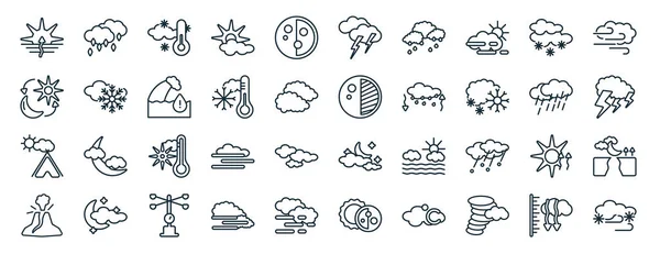 Set Flat Weather Web Icons Line Style Ice Pellets Daytime — Stock Vector