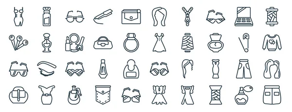Σύνολο Επίπεδη Γυναίκα Ρούχα Web Icons Στυλ Γραμμή Όπως Μπουκάλι — Διανυσματικό Αρχείο
