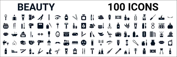 Набор 100 Знаков Красоты Веб Икон Заполненные Иконы Такие Свечи — стоковый вектор