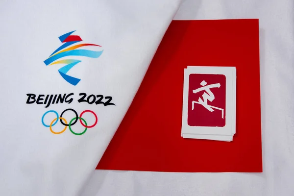 Beijing Kina Januari 2022 Snowboard Slopestyle Officiell Olympisk Piktogram För — Stockfoto