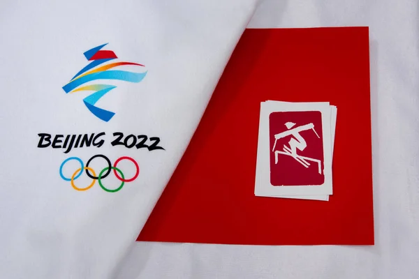 Beijing Chine 1Er Janvier 2022 Pictogramme Olympique Officiel Slopestyle Freeski — Photo