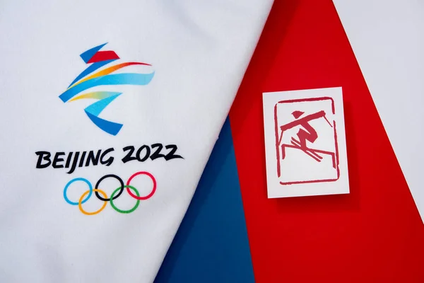 Beijing Kina Januari 2022 Freeski Slopestyle Officiell Olympisk Piktogram För — Stockfoto