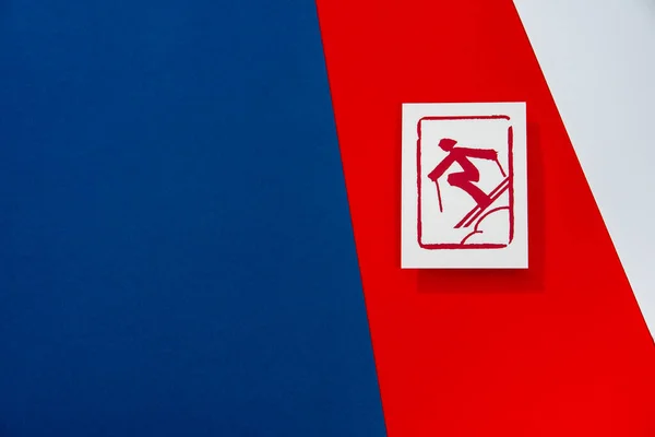 Freestyle Moguls Piktogram Czerwonym Tle Sporty Zimowe Chinach Tapeta Edytować — Zdjęcie stockowe