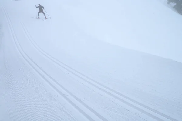 Witte Lijn Voor Nordic Skiën Wintersport Foto — Stockfoto