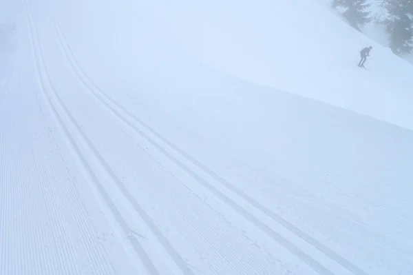 Bílá Linka Pro Nordické Lyžování Zimní Sportovní Foto — Stock fotografie