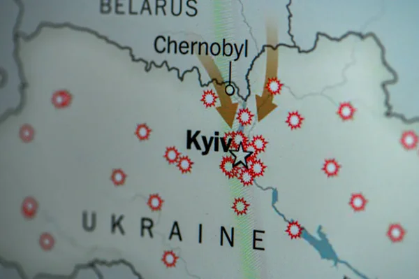 Kyiv Ukraine March War Iwar Ukraine 俄罗斯对乌克兰首都基辅袭击的互动地图 华盛顿邮报的信息图表 — 图库照片