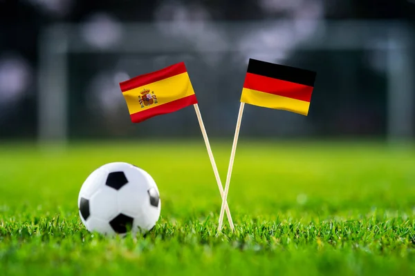 Spain Germany Bayt Football Match Wallpaper Handmade National Flags Soccer — Stock Photo, Image