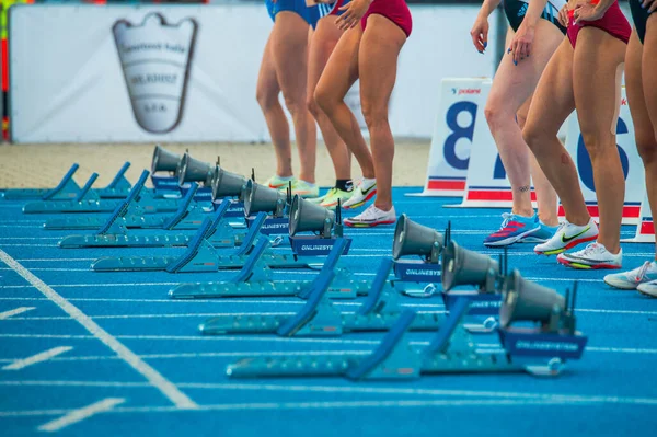 Samorin Slovakia July Start Female Sprint Race Professional Track Field — 图库照片