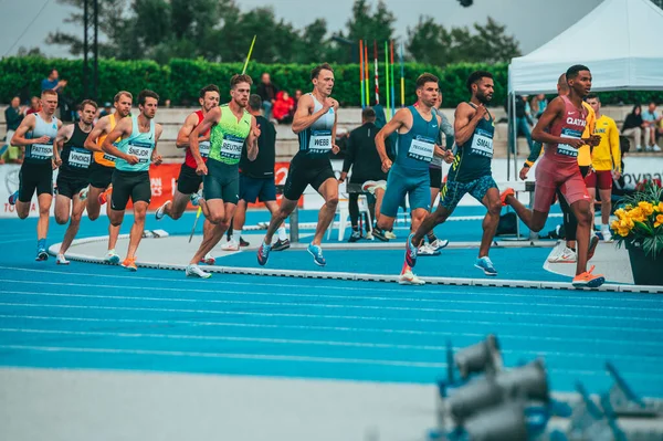 Samorin Slovakia July Track Field Professional 800M Race Athletes Running —  Fotos de Stock