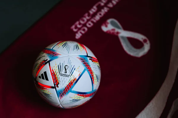 Qatar Doha Juli 2022 Officiële Adidas World Cup Voetbal Bal — Stockfoto