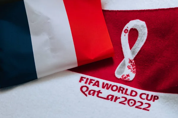 Qatar Doha Června 2022 Francie Národní Vlajka Logo Světového Poháru — Stock fotografie