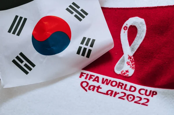 Qatar Doha July 2022 Національний Прапор Південної Кореї Логотип Чемпіонату — стокове фото