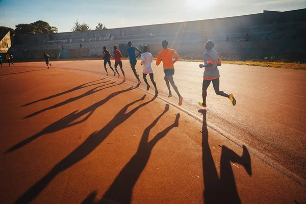 Kenyan Marathon Runners Train Athletics Track Town Eldoret Iten Center — Stockfoto