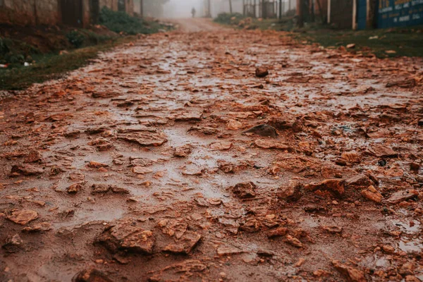 Rough red dirt roads in kenya where Kenyan runners and marathon runners run