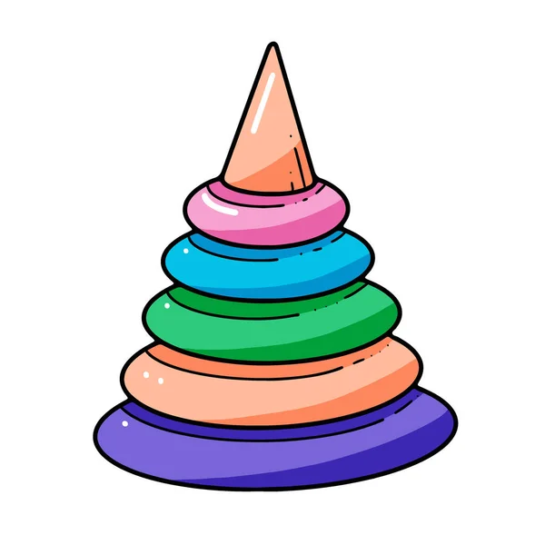 Doodle Spielzeug niedliche Pyramide Vektor Illustration auf weißem Hintergrund — Stockvektor