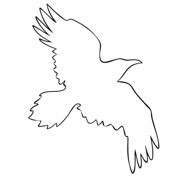 Realistic Raven Vector Silhouette Icon Hand Drawn Style — Stock Vector