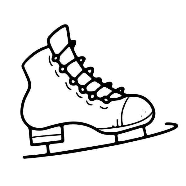 Blue Skates Black Doodle Style Skates — Stock Vector