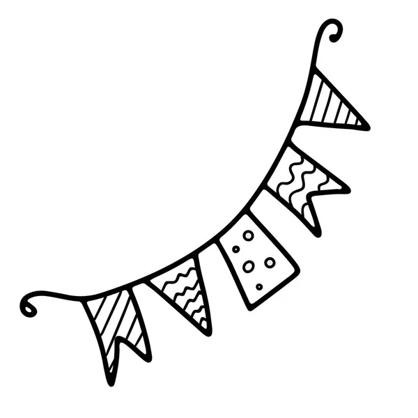 ロープ上のパーティーや誕生日のための多色のフラグ — ストックベクタ