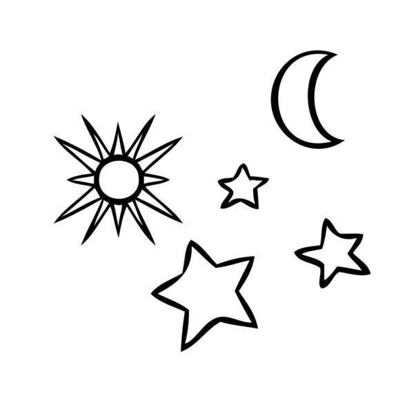 Símbolos esotéricos da estrela. Sinais celestes. Ilustração vetorial. — Vetor de Stock