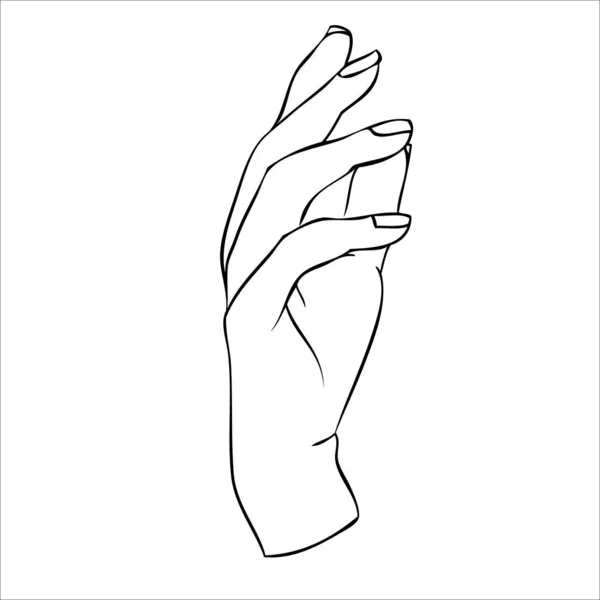 Lineární silueta elegantní ženské nebo čarodějnické ruky. — Stockový vektor