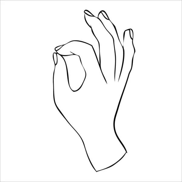 Γραμμική σιλουέτα κομψού γυναικείου χεριού ή χεριού μάγισσας. — Διανυσματικό Αρχείο