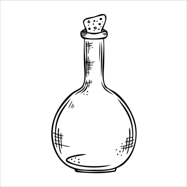 Ізольована векторна пляшка. Лінійне мистецтво порожній прозорий скляний флакон, пляшка, банку . — стоковий вектор