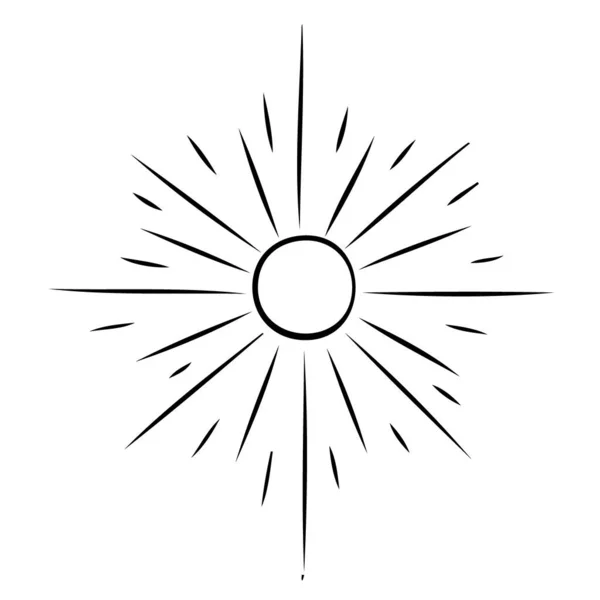 太陽の本質的なシンボル。天体の兆候だ。手描きベクトルイラスト — ストックベクタ