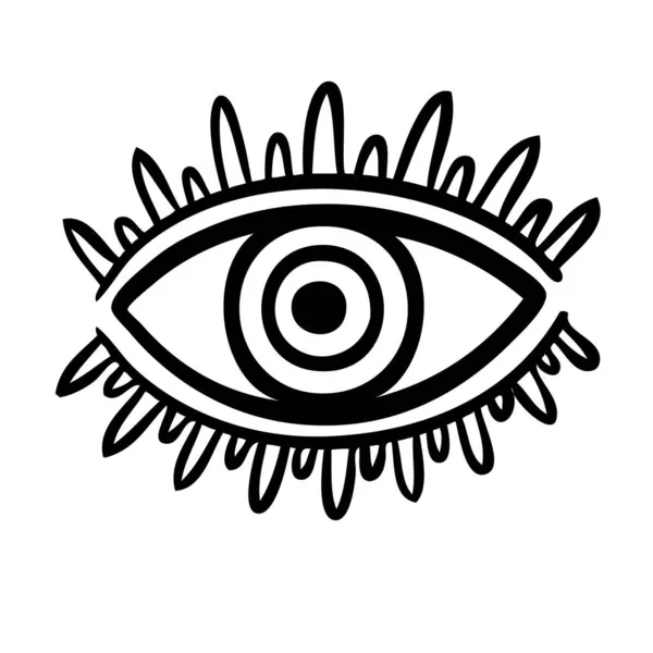 Il simbolo dell'occhio maligno. Emblema mistico occulto, grafica. — Vettoriale Stock