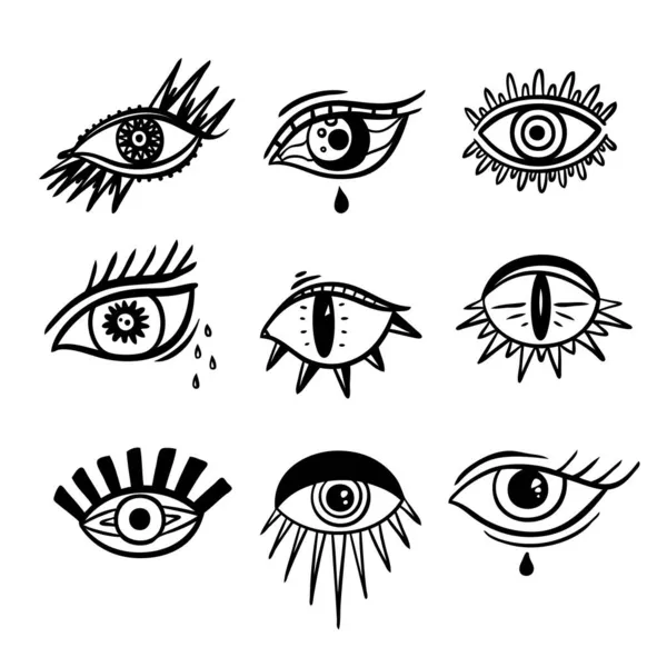 Kwade Zien oog symbool set. Occult mystiek embleem, grafisch ontwerp. — Stockvector