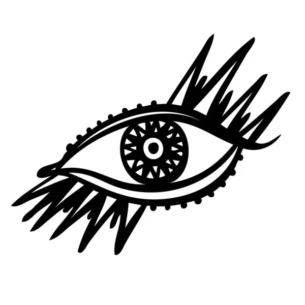 Das Auge des Bösen. Okkultes mystisches Emblem, grafisches Design. — Stockvektor