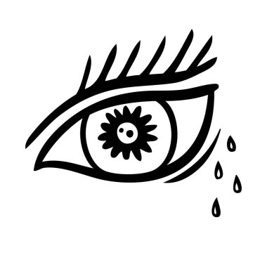 Kötülük Gören Göz sembolü. Doğaüstü mistik amblem, grafik tasarım.