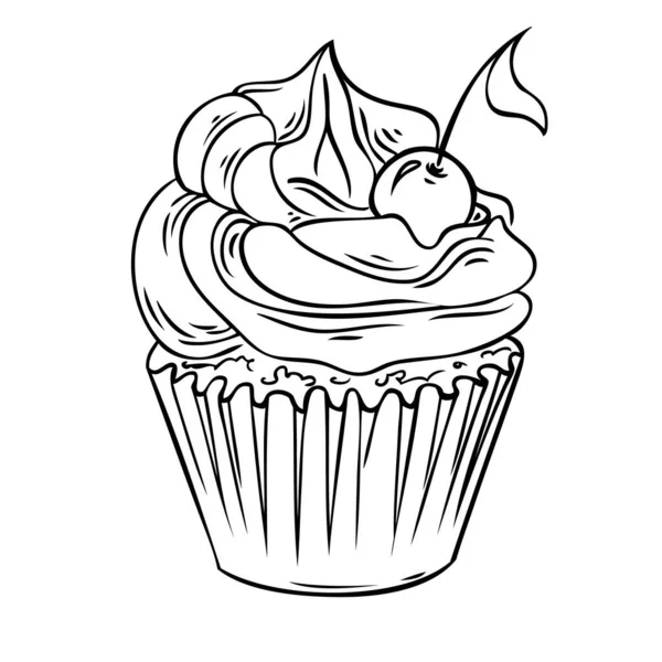Festlig Cupcake med grädde och födelsedagsdekorationer — Stock vektor