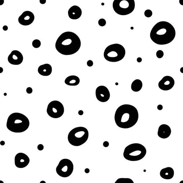 Motif moderne sans couture élégant et minimaliste avec des cercles et des points noirs — Image vectorielle