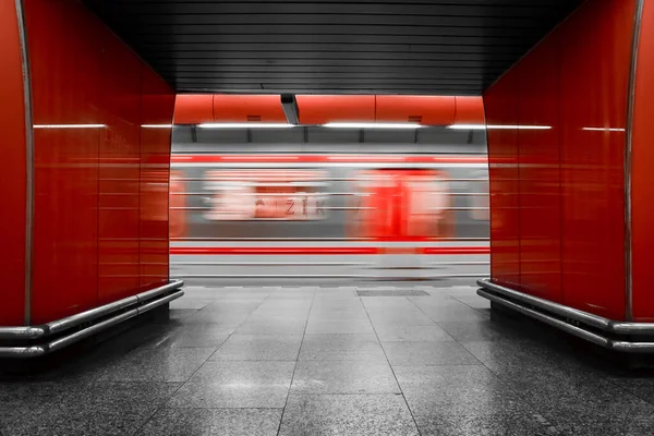 Station Métro Illuminée Transports Commun Prague République Tchèque Départ Gare — Photo