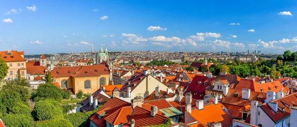 Panorama Över Staden Prag Tjeckien Vid Floden Vltava Utsikt Från — Stockfoto