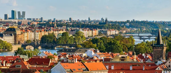 Panorama Över Staden Prag Tjeckien Vid Floden Vltava Utsikt Från — Stockfoto