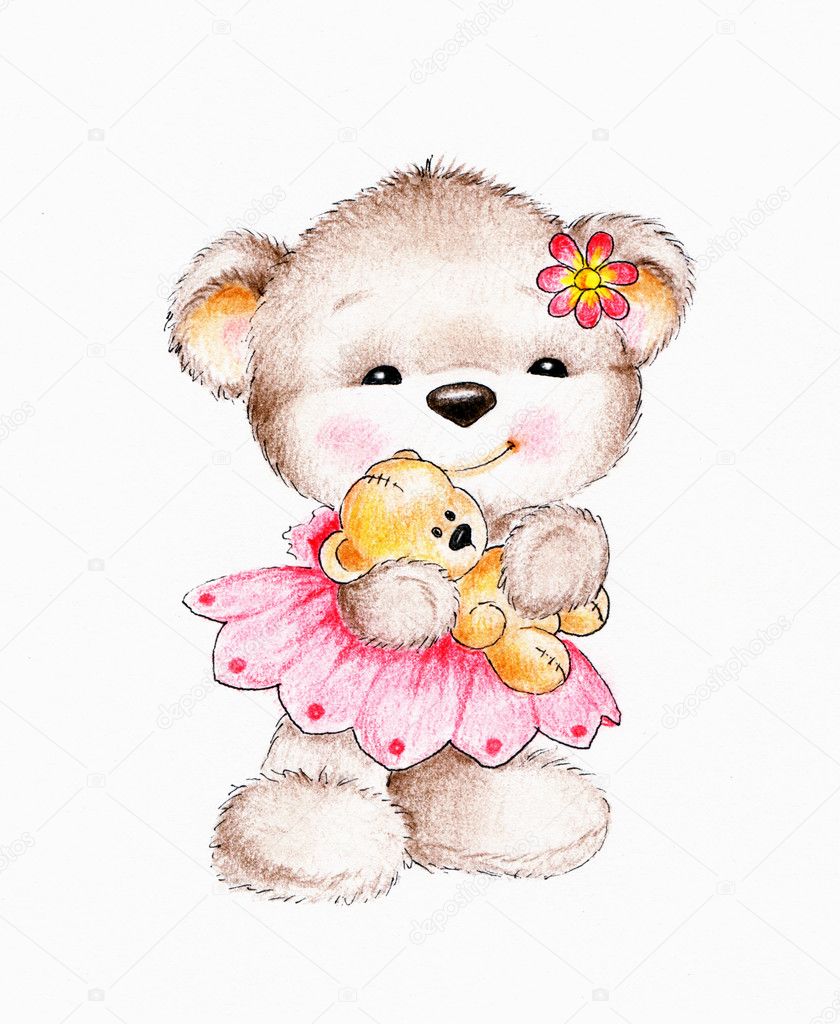 Cute Teddy bear with baby bear