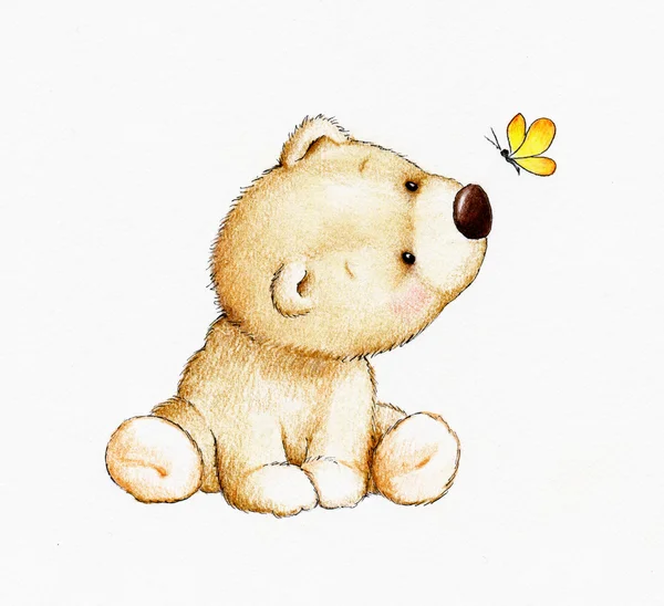 sevimli ayıcık ve kelebek