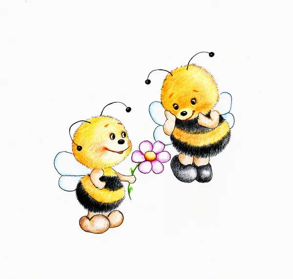 Two bees fall in love — Stock Photo, Image