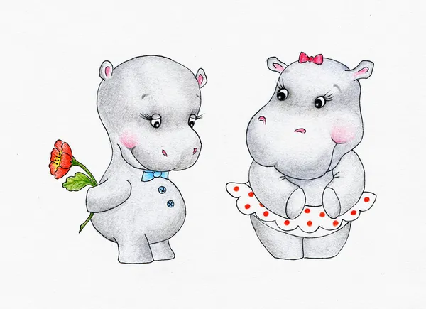 Two hippopotamuses in love — Stock Photo, Image