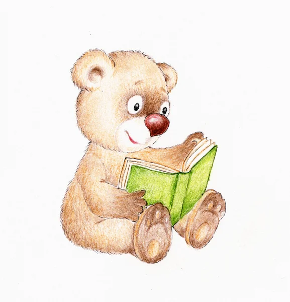 Teddy Bear reading a book — Stock Photo, Image