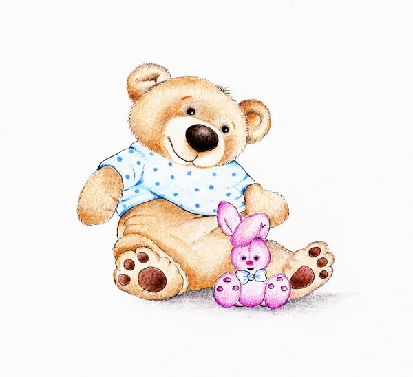 Cute Teddy bear and bunny — Stock Photo, Image