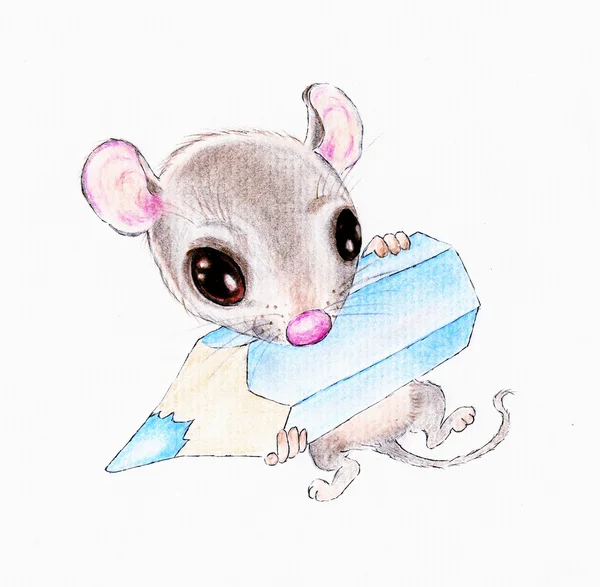 Mignonne souris avec crayon — Photo