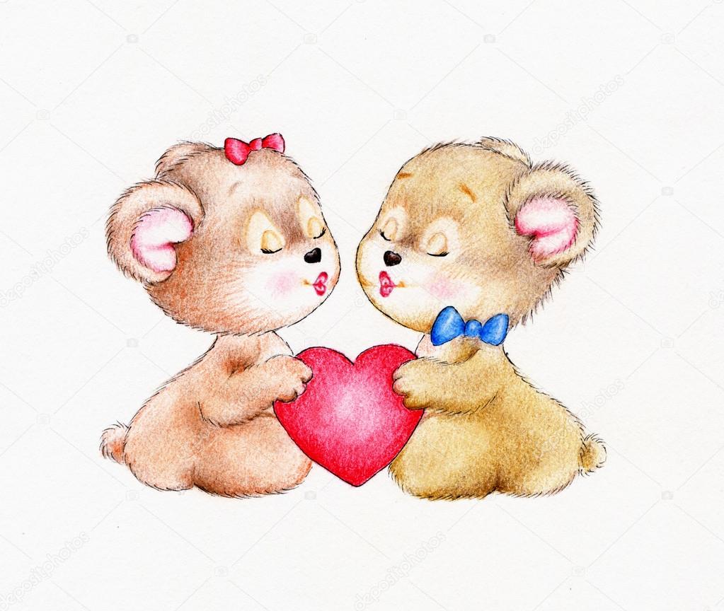 teddy bears kissing