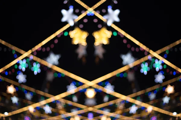 Πολύχρωμο Χριστουγεννιάτικο Φως Bokeh Abstarct Θολή Φόντο Επικεντρώθηκε Λαμπερά Φώτα — Φωτογραφία Αρχείου