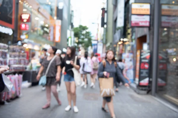 Abstract Blurred Asian Crowd People Tourist Group Walking Shopping Street — Photo