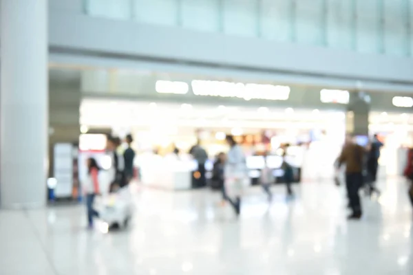Blurred Crowd People Businessman Walking Airport Interior Customer Shopping Bag — Fotografia de Stock