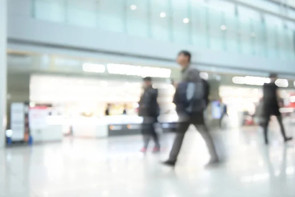 Blurred Crowd People Passengers Businessman Walking Airport Interior Duty Free — Fotografia de Stock