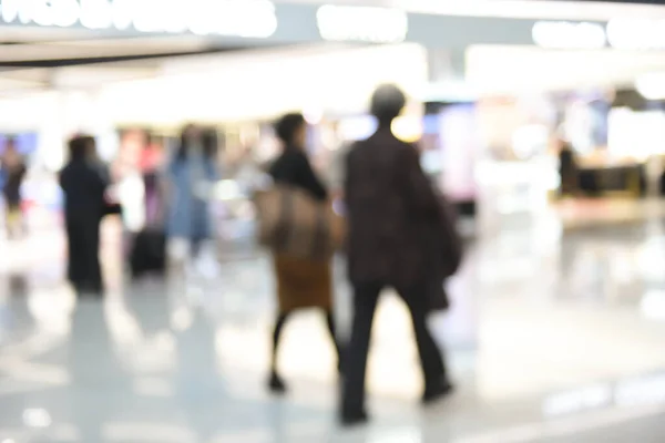 Blurred Crowd People Businessman Walking Airport Interior Customer Shopping Bag — Fotografia de Stock